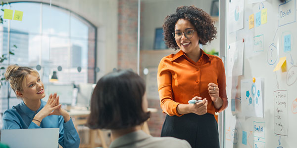 woman giving presentation