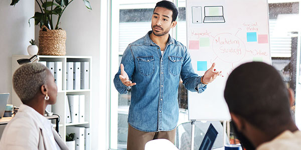 man giving presentation